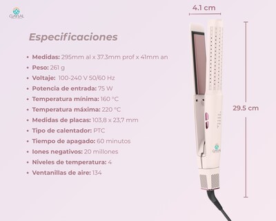 Foto 3 | Plancha para Cabello y Rizadora Clayla'L Rosa 2 en 1 Iónica Placa Cerámica con Flujo de Aire 360° para Alisar R