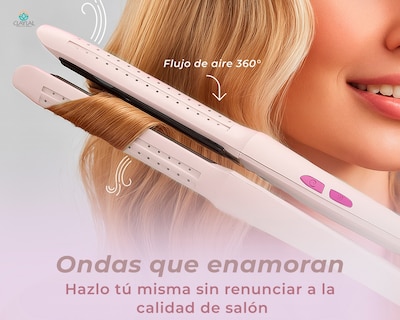 Foto 6 | Plancha para Cabello y Rizadora Clayla'L Rosa 2 en 1 Iónica Placa Cerámica con Flujo de Aire 360° para Alisar R