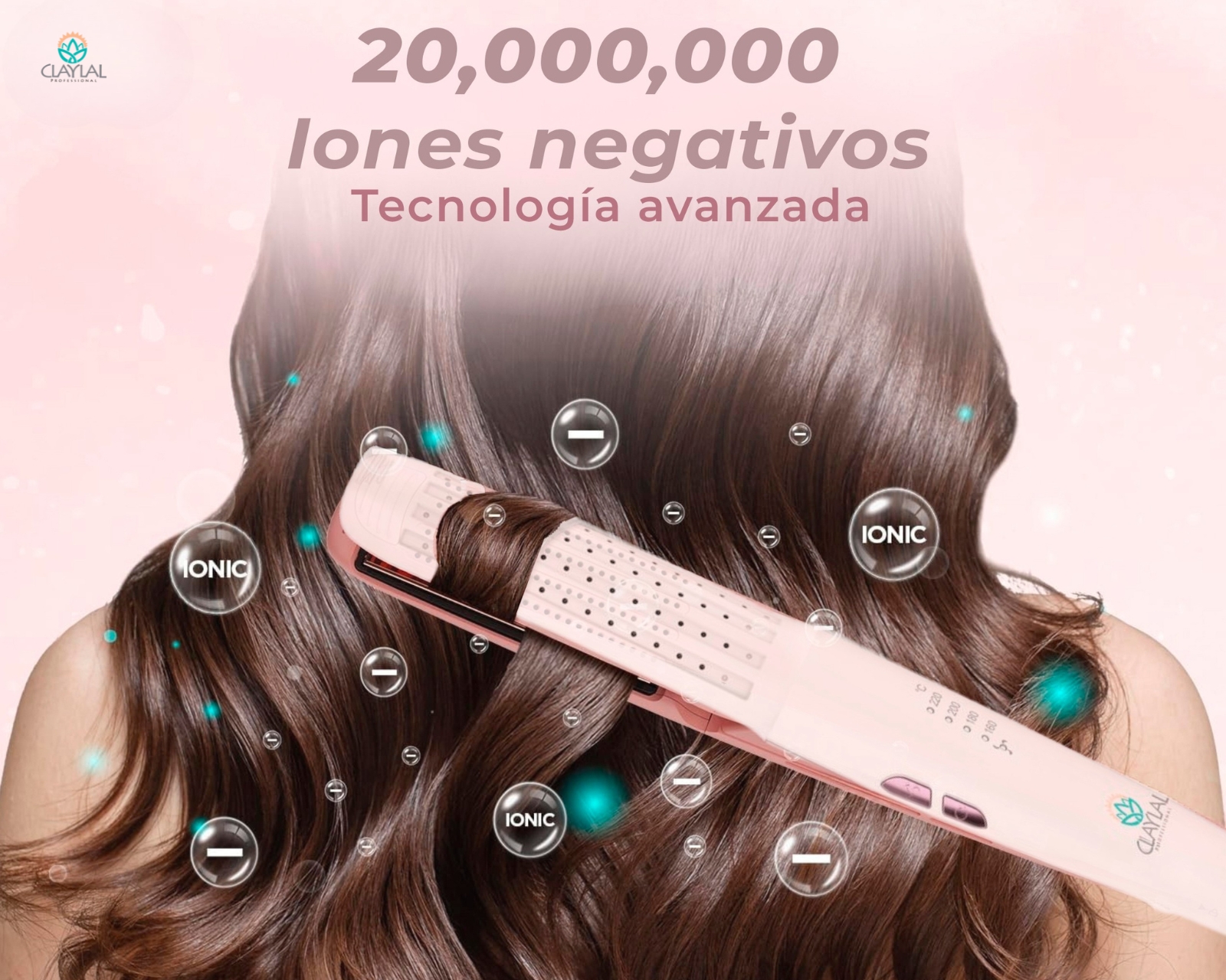 Foto 8 pulgar | Plancha para Cabello y Rizadora Clayla'L Rosa 2 en 1 Iónica Placa Cerámica con Flujo de Aire 360° para Alisar  R