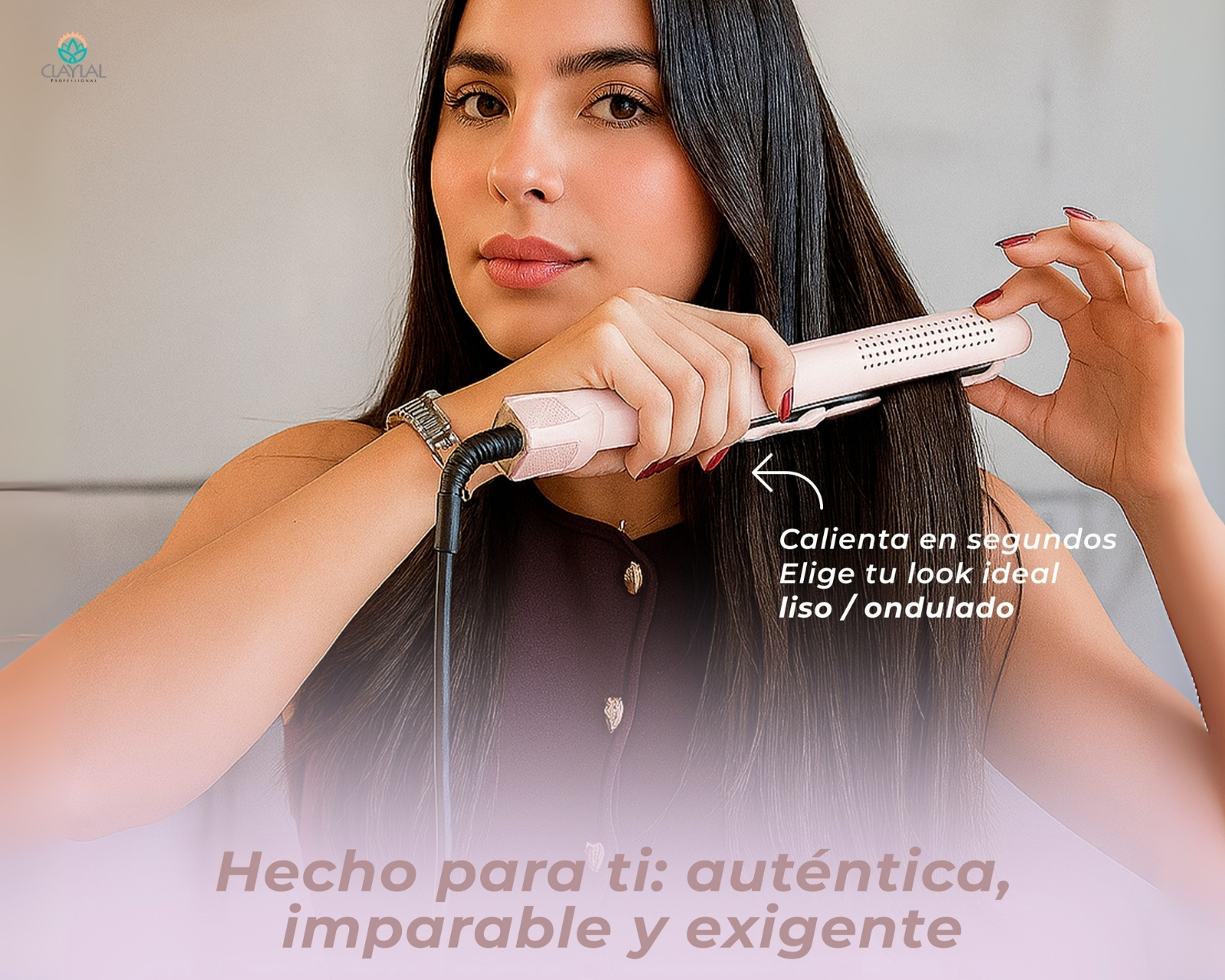 Foto 9 pulgar | Plancha para Cabello y Rizadora Clayla'L Rosa 2 en 1 Iónica Placa Cerámica con Flujo de Aire 360° para Alisar  R