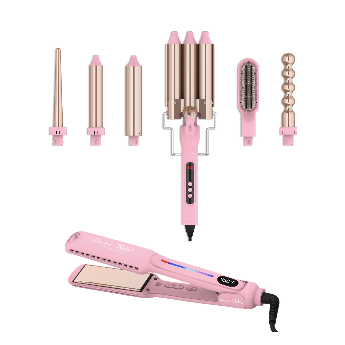 Foto 5 pulgar | Set Plancha Profesional Infrarroja + Ferro 6 En 1 Sm- 518 Set Light Pink Diana Fletes Titanio Galvanizado