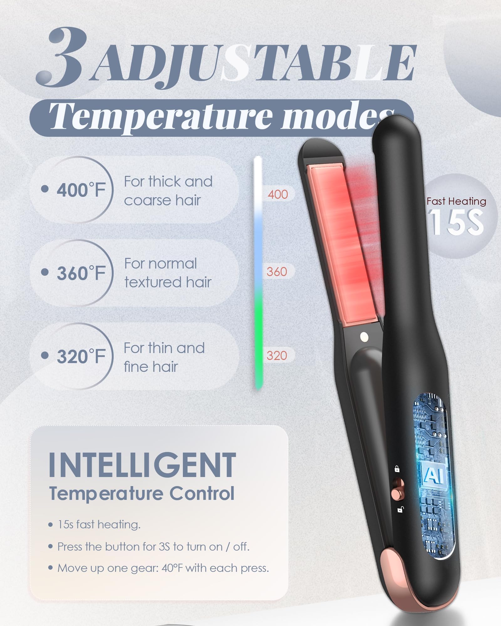 Foto 4 pulgar | Plancha De Pelo Inalámbrica Novus Para Cabello Fino/corto - Venta Internacional.