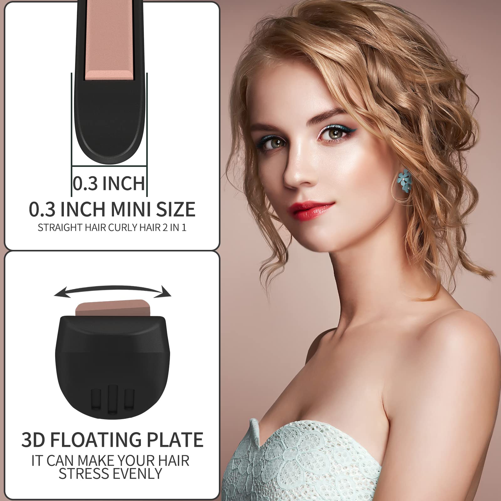 Foto 6 | Plancha Plana K&k Mini Para Cabello Corto  Cerámica De Doble Voltaje  8 Mm - Venta Internacional.