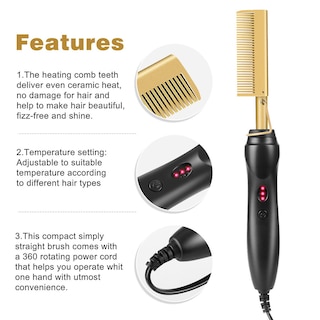 Foto 5 | Plancha Para Rizar El Cabello Peine Caliente Uso Para Cabello Húmedo Y Seco - Venta Internacional.