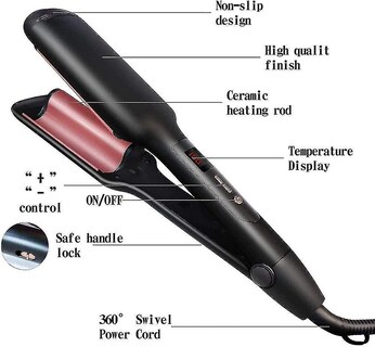 Foto 2 | Planchas De Pelo Professional Salon 2 En 1 De Cerámica Negra - Venta Internacional.