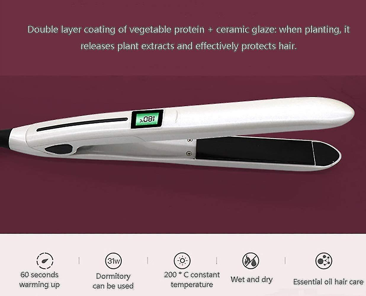 Foto 5 pulgar | Plancha De Pelo Huoguo Wet & Dry Con Pantalla Lcd De Temperatura Blanca - Venta Internacional.