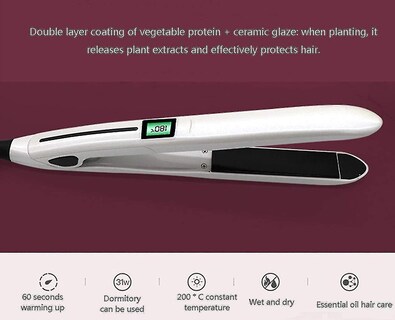 Foto 4 | Plancha De Pelo Huoguo Wet & Dry Con Pantalla Lcd De Temperatura Blanca - Venta Internacional.