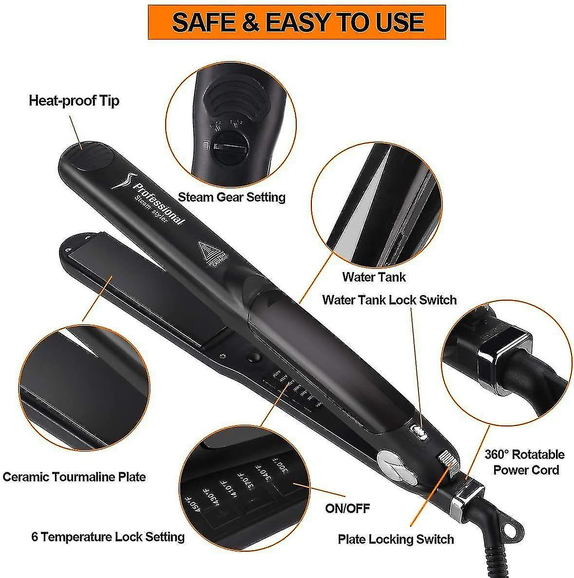 Foto 4 pulgar | Plancha De Cerámica Para Cabello Con Plancha De Vapor Huoguo 235°c - Venta Internacional.