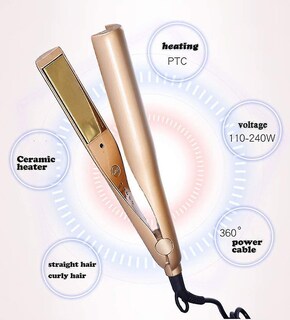Foto 3 | Plancha Alisadora De Pelo Huoguo 230°c Cerámica 2 5 Cm Dorada - Venta Internacional.