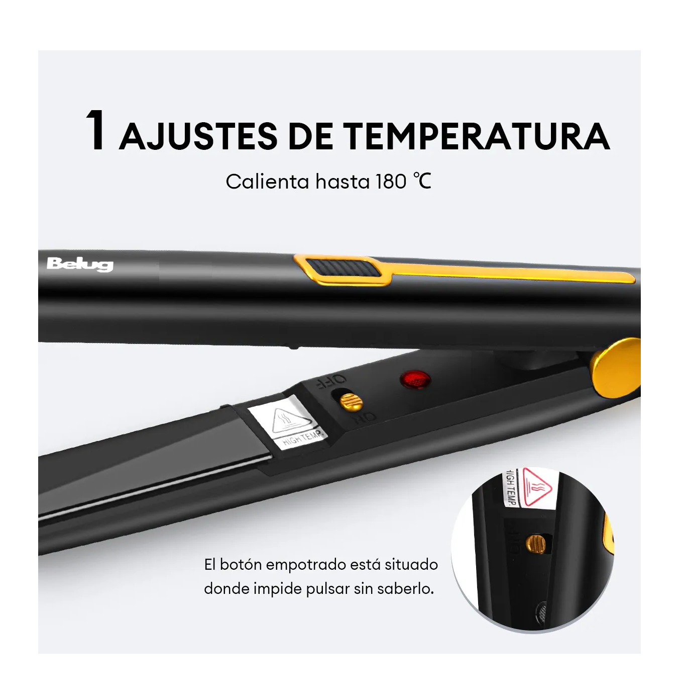 Foto 4 pulgar | Mini Plancha De Pelo De Portátil Con Rizos Profesional 2en 1 Negro Amarillo