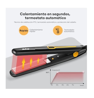 Foto 5 | Mini Plancha De Pelo De Portátil Con Rizos Profesional 2en 1 Negro Amarillo