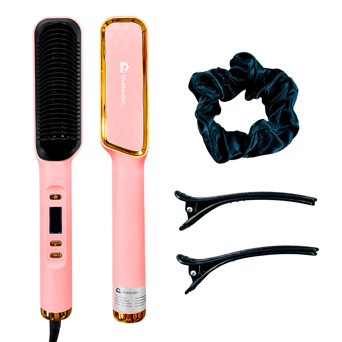 Foto 1 | Cepillo Alisador Para Cabello  Calentamiento Rápido  Con Clips Y Liga Incluidos (rosa) Bluelander