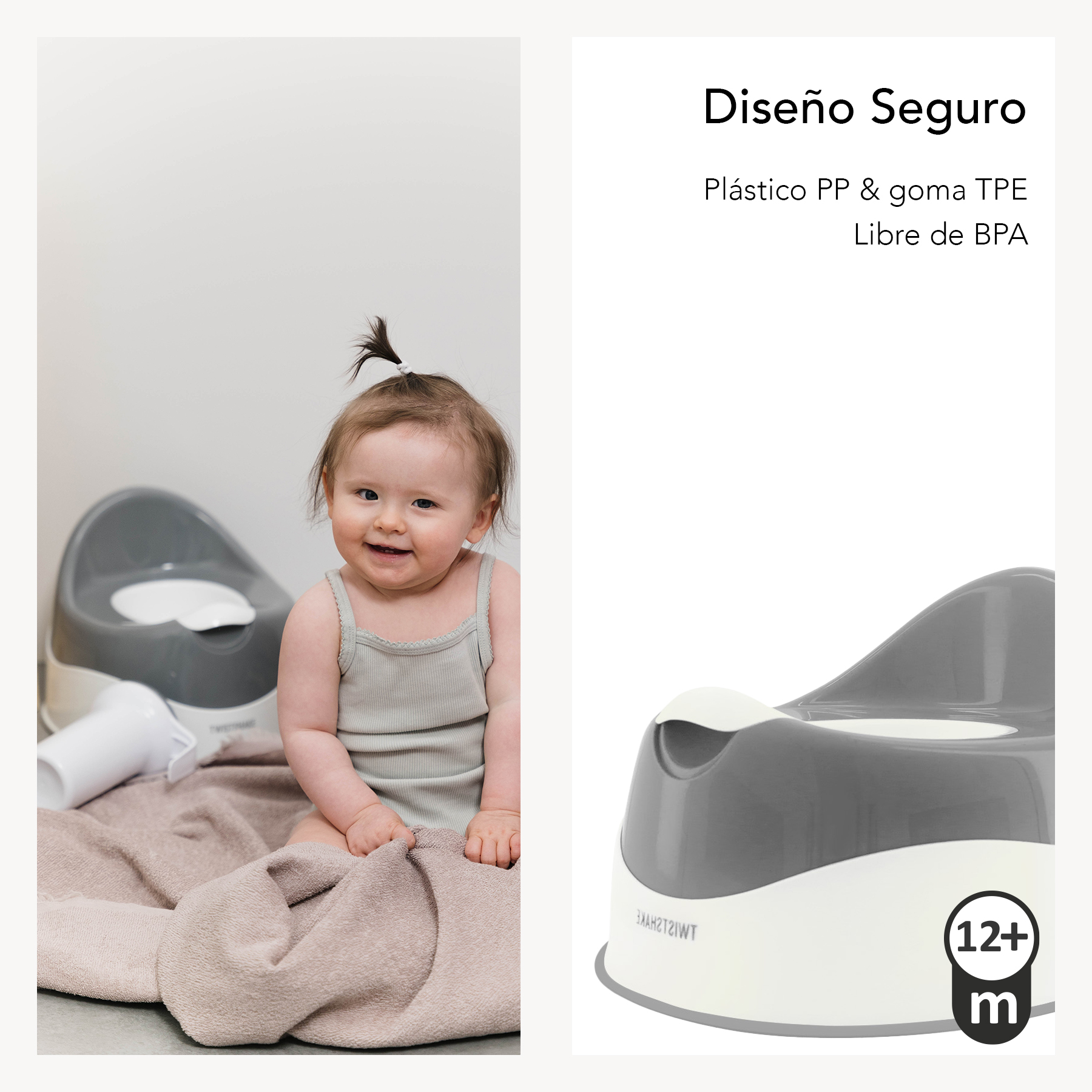 Foto 3 | Orinal Infantil Twistshake Entrenamiento Baño Fácil Limpieza Color Gris