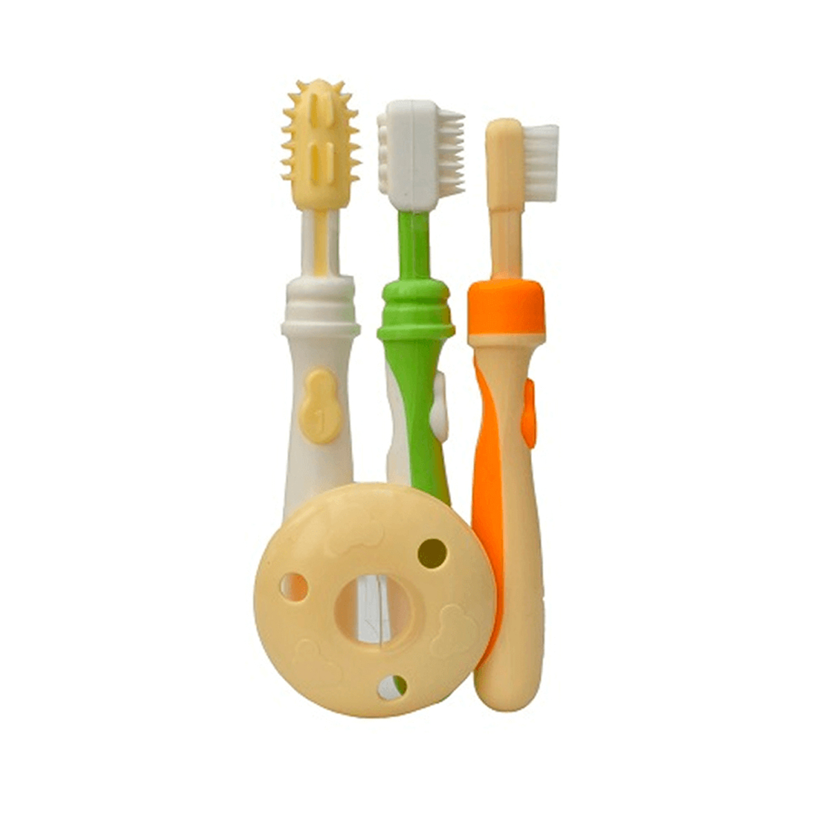 Foto 1 | Juego De Cepillos Dentales Para Bebés Pigeon 3 Piezas Verde Naranja