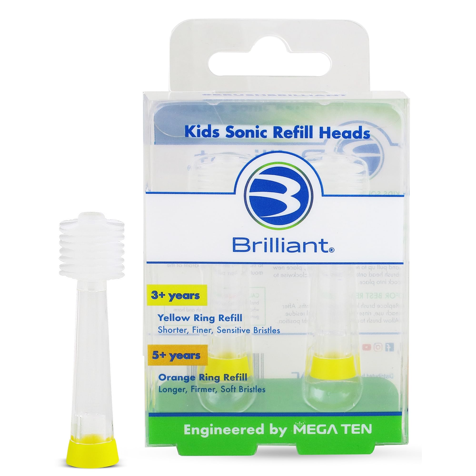 Cabezal de Repuesto Ultrasuaves para Cepillo de Dientes Sónico Brilliant Oral Care Kids 2 Piezas - Venta Internacional