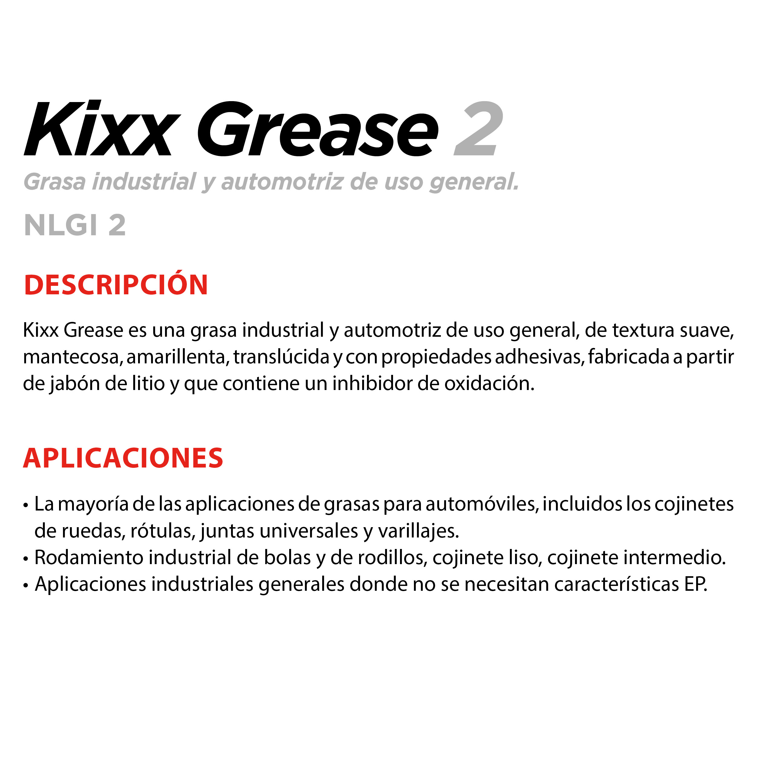 Foto 3 pulgar | Grasa De Litio Kixx Grease 2, 0.5k