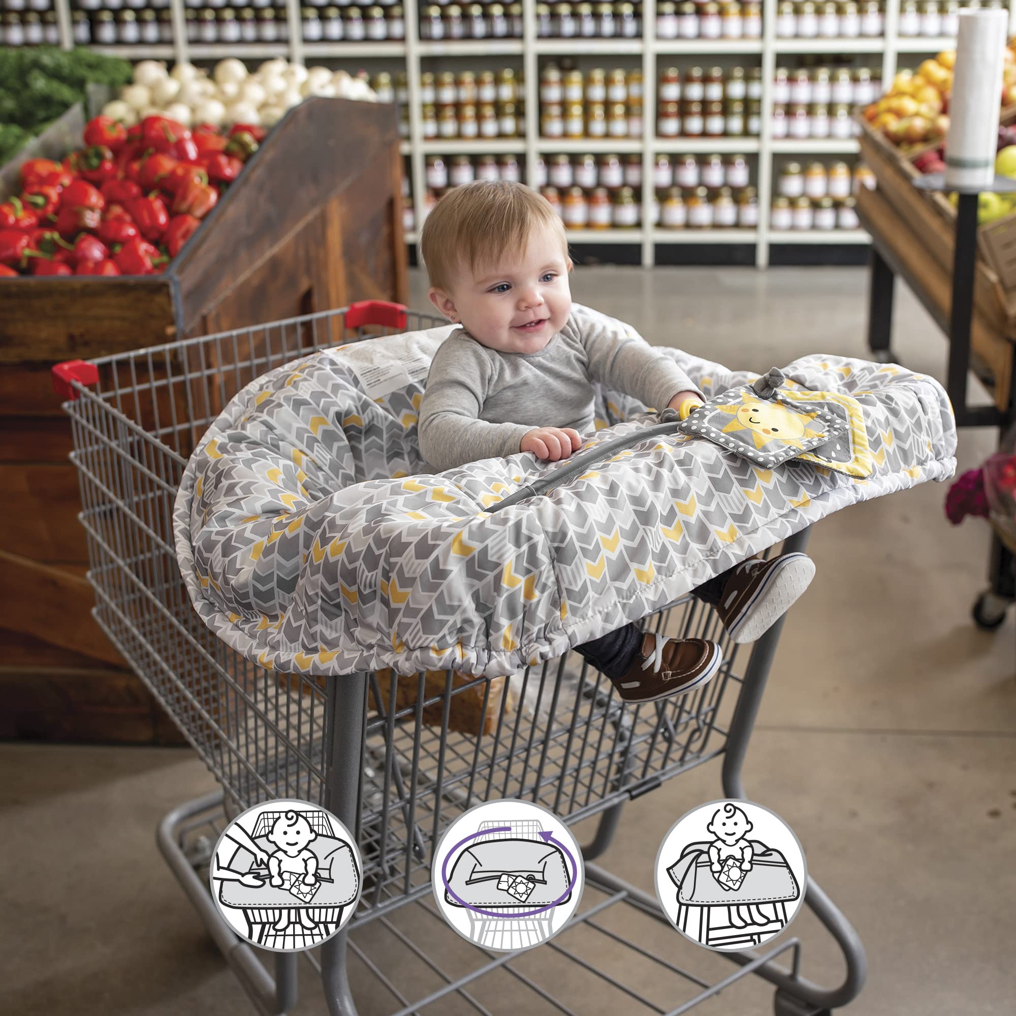 Foto 4 pulgar | Funda Para Carrito De Compras Boppy Sunshine Amarillo/gris De 6 A 48 Meses - Venta Internacional.