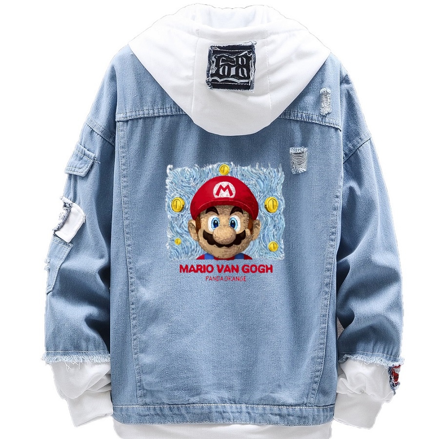 Foto 2 pulgar | Chaqueta Vaquera Sanmu Anime Digital Print Super Mario