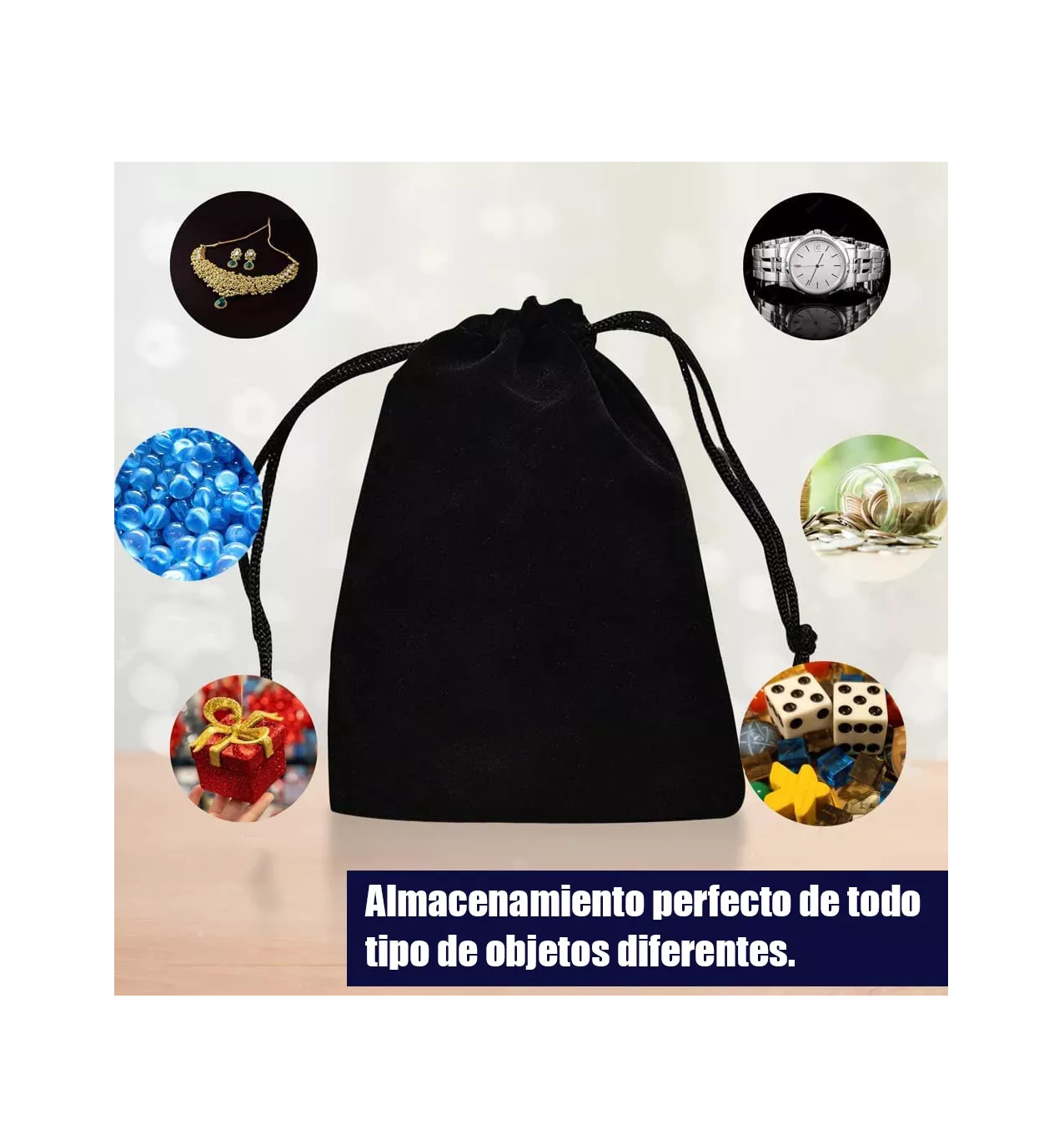 Foto 5 pulgar | Bolsas de Terciopelo con Cordón para Regalo 20pcs  10*12cm BELUG Negro