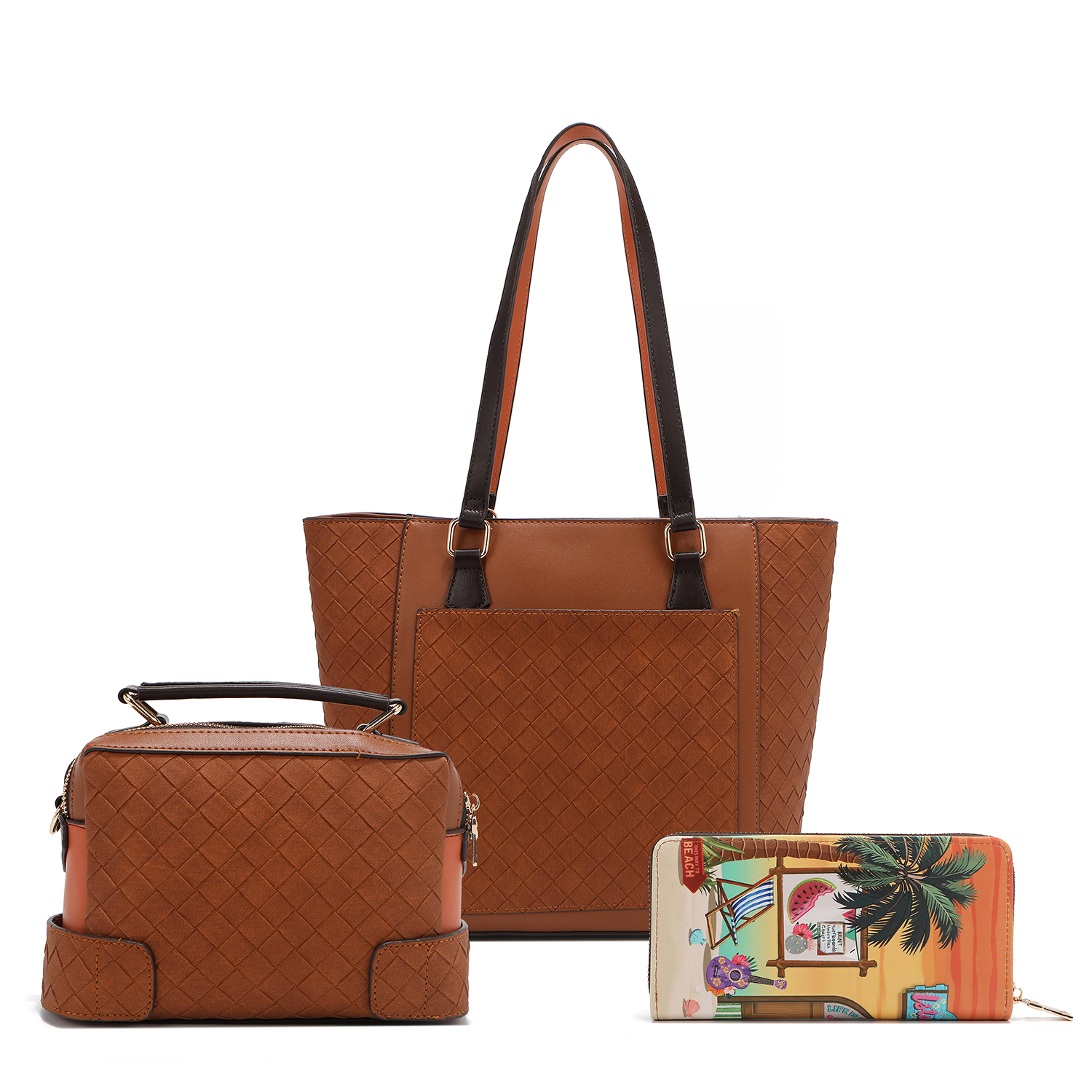 Foto 2 | Set 3pz Bolsas Y Cartera Estampadas Sun & Sand
