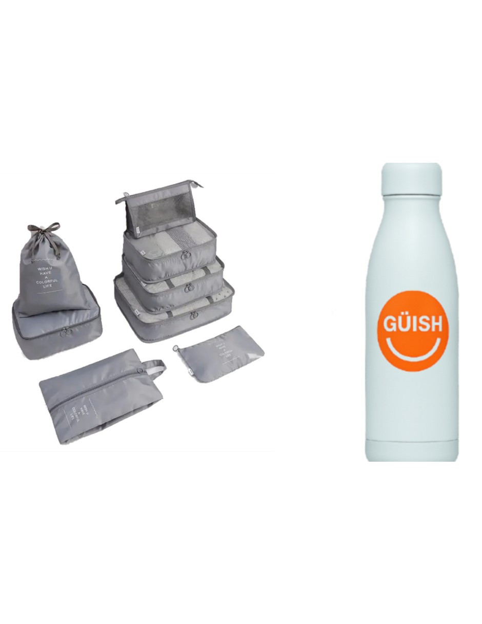 Foto 2 pulgar | Organizadores De Maletas Para Viaje Impermeable Set 8 Piezas Gris + Gratis Termo Güish De Regalo