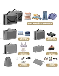 Foto 3 | 8pcs Bolsas Organizadoras De Maletas Viaje Gris