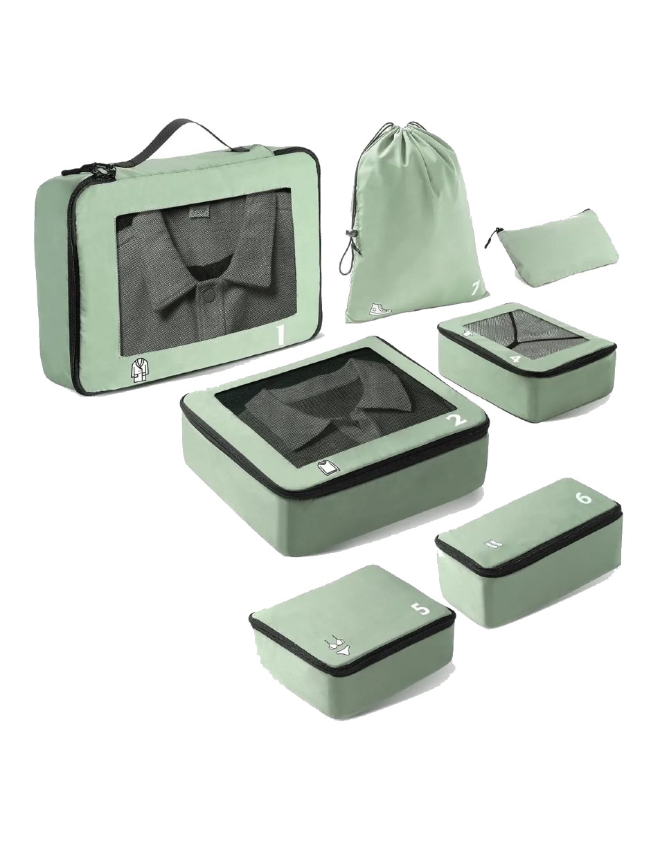 8pcs Bolsas Organizadoras De Maletas Viaje Verde