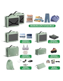 Foto 3 | 8pcs Bolsas Organizadoras De Maletas Viaje Verde