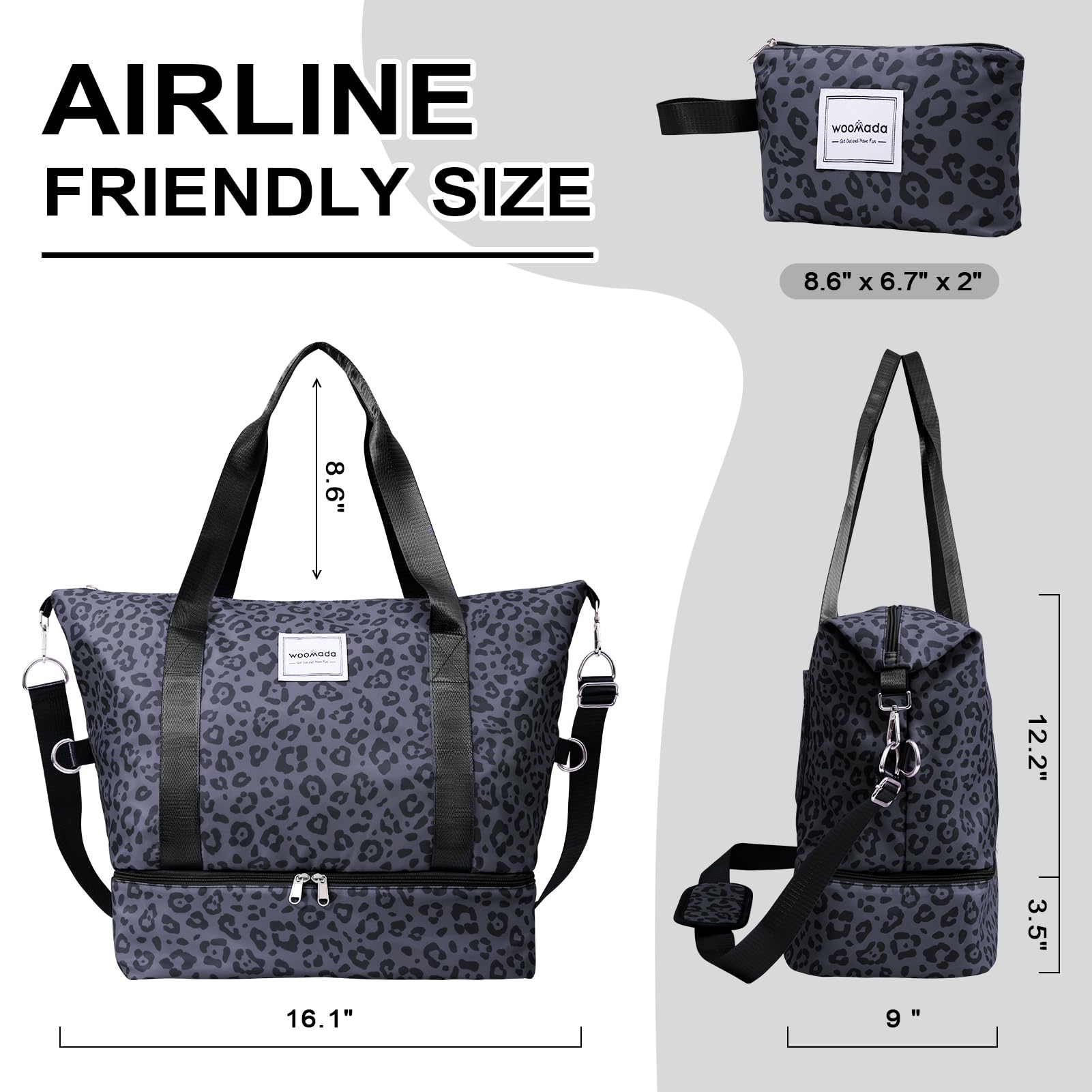 Foto 2 | Bolsa De Viaje Woomada Weekender Para Mujer Con Compartimento Para Zapatos - Venta Internacional.