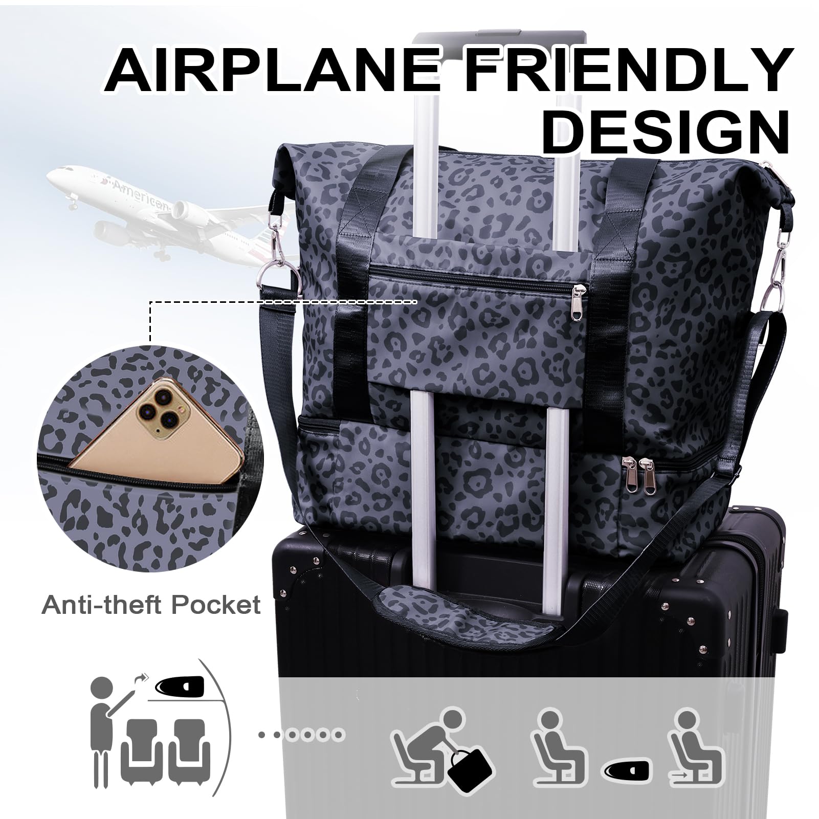 Foto 4 | Bolsa De Viaje Woomada Weekender Para Mujer Con Compartimento Para Zapatos - Venta Internacional.