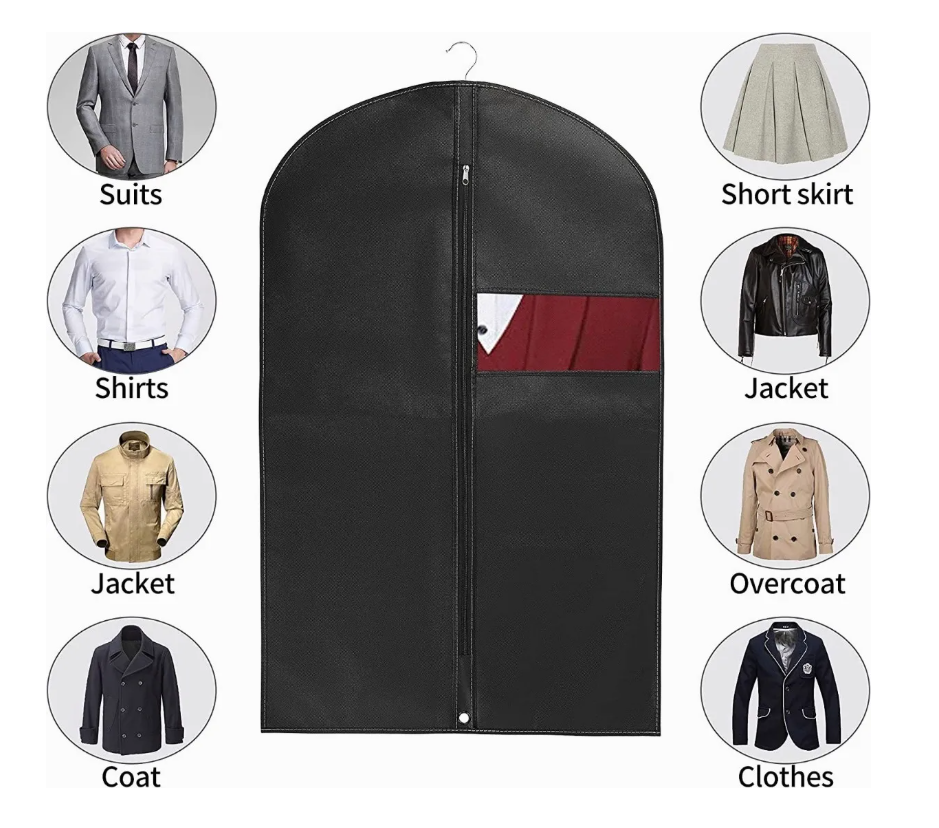 Foto 5 pulgar | Fundas Para Ropa 60x100 Porta Trajes Con Perchero Negro Negro