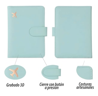 Foto 2 | Portapasaporte Familiar - Documentos Funda Protectora Viaje color Azul/Verde