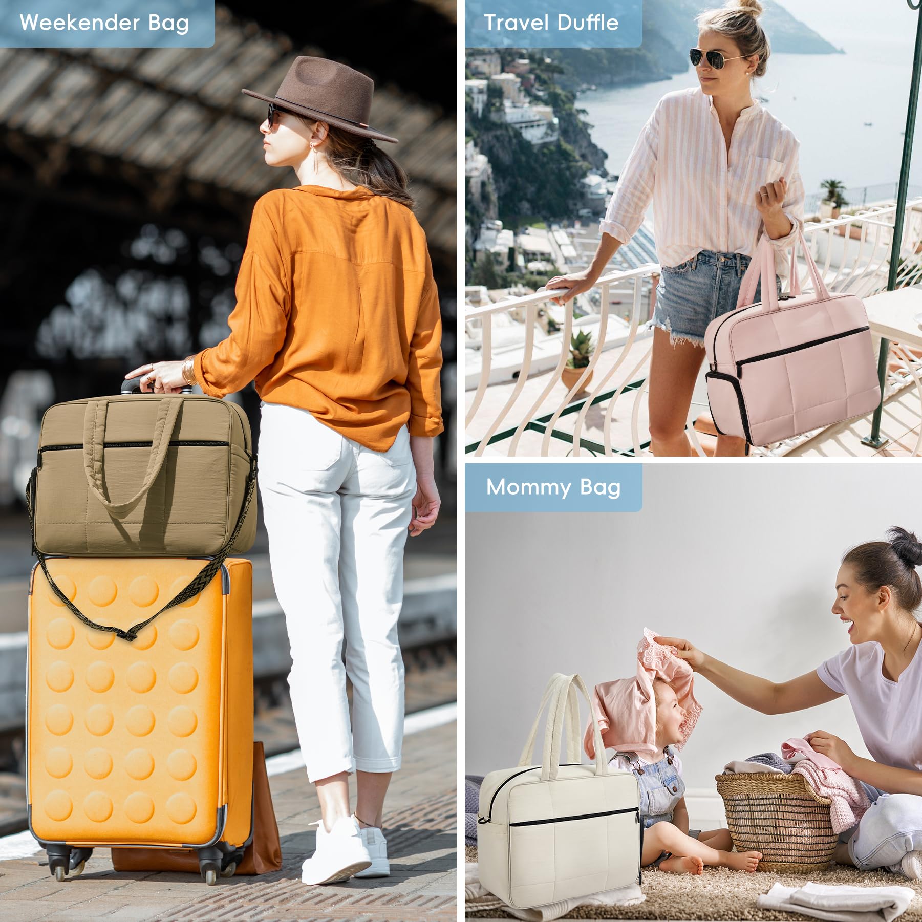 Foto 3 pulgar | Bolsa De Viaje Para Fin De Semana Cluci Puffer Tote Con Compartimento Para Zapatos - Venta Internacional.