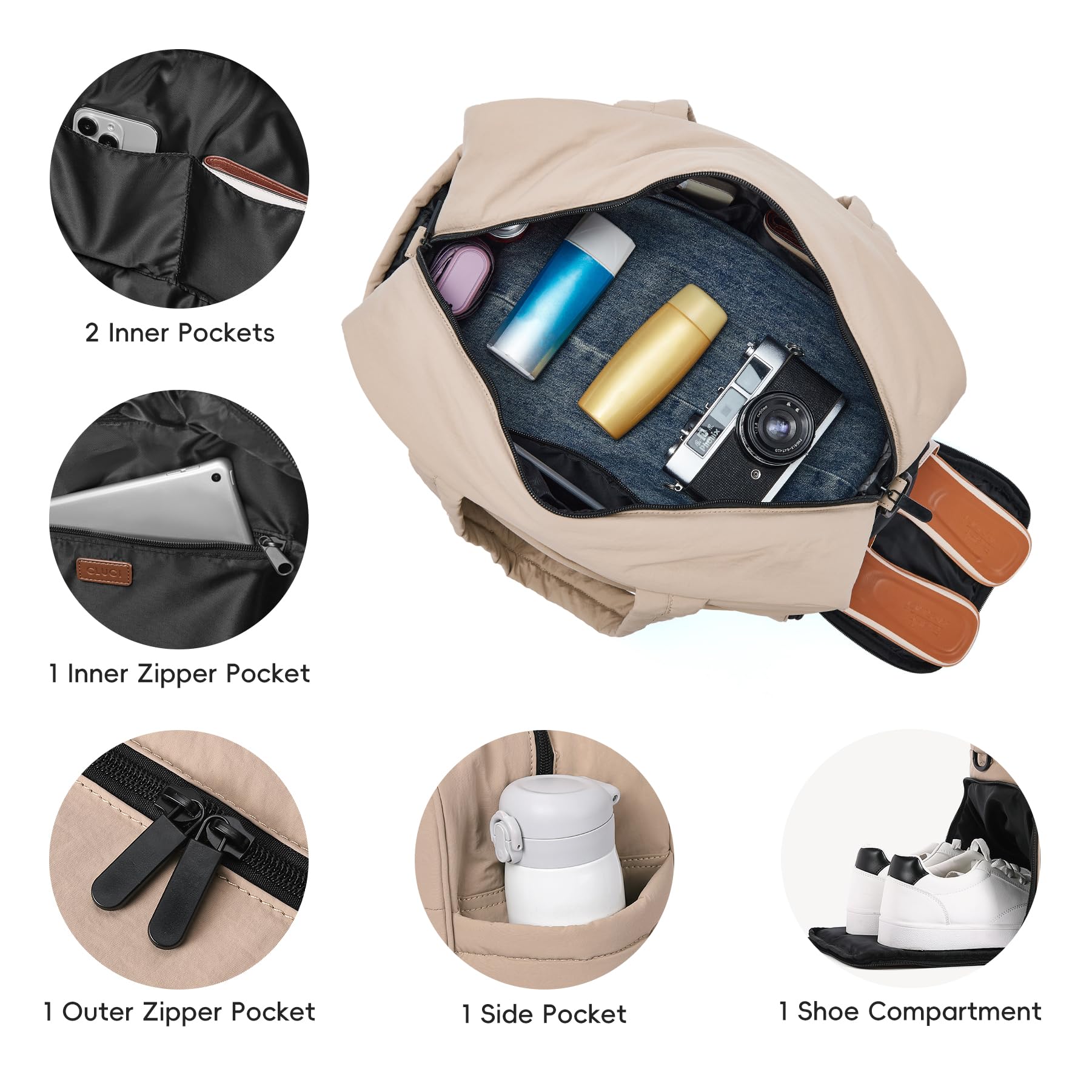 Foto 6 pulgar | Bolsa De Viaje Para Fin De Semana Cluci Puffer Tote Con Compartimento Para Zapatos - Venta Internacional.