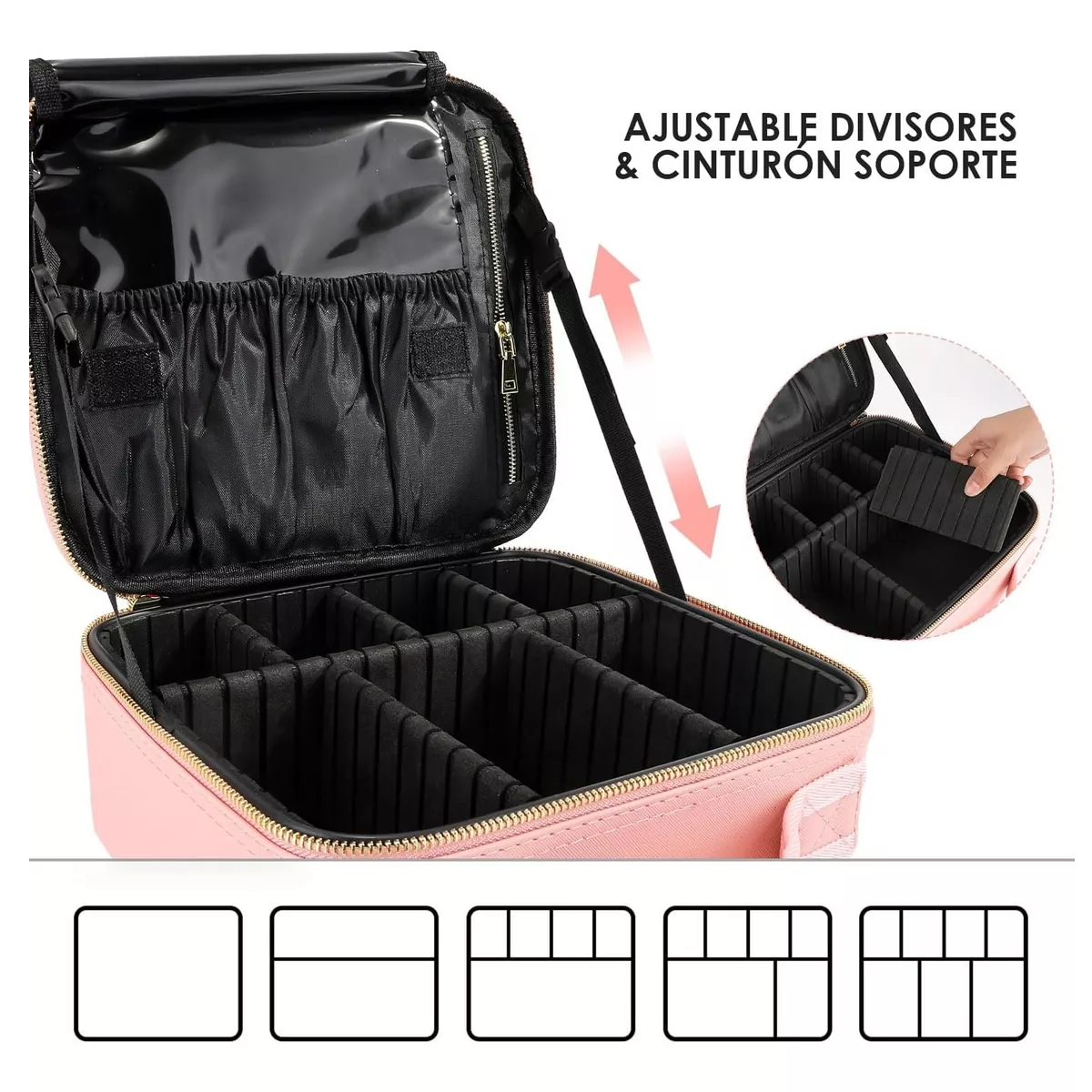 Foto 4 pulgar | Estuche Organizador De Maquillaje De Viaje Para Cosméticos Eo Safe Imports Esi-15283 Rosa
