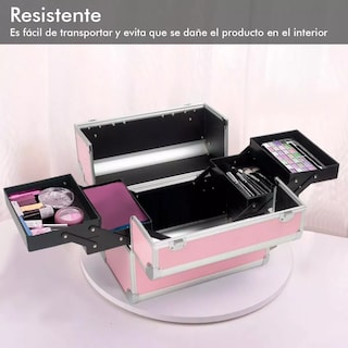 Foto 2 | Neceser Maletín Metálico Reforzado Cosmetiquera Profesional Eo Safe Imports Esi-15559-1 Rosa