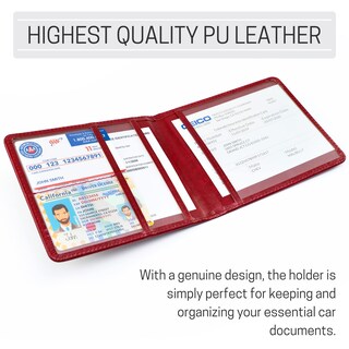 Foto 2 | Soporte Para Matrícula Y Seguro De Automóvil Canopus, Piel Sintética Roja - Venta Internacional.