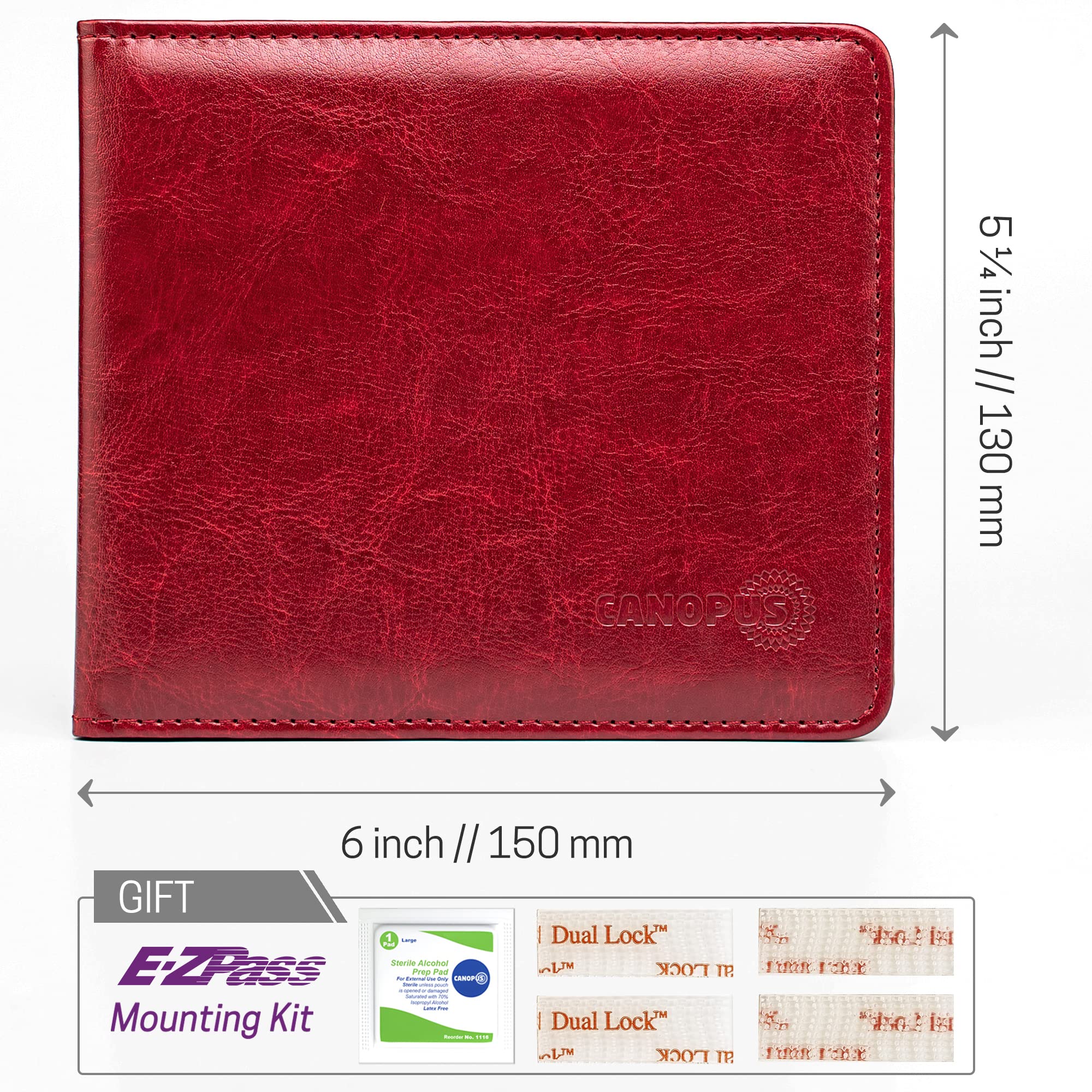 Foto 7 | Soporte Para Matrícula Y Seguro De Automóvil Canopus, Piel Sintética Roja - Venta Internacional.