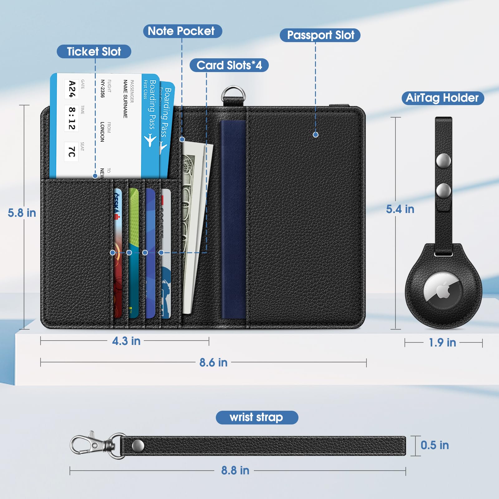 Foto 3 pulgar | Funda Para Pasaporte Fintie Con Soporte Para Airtag Y Bloqueo Rfid - Venta Internacional.