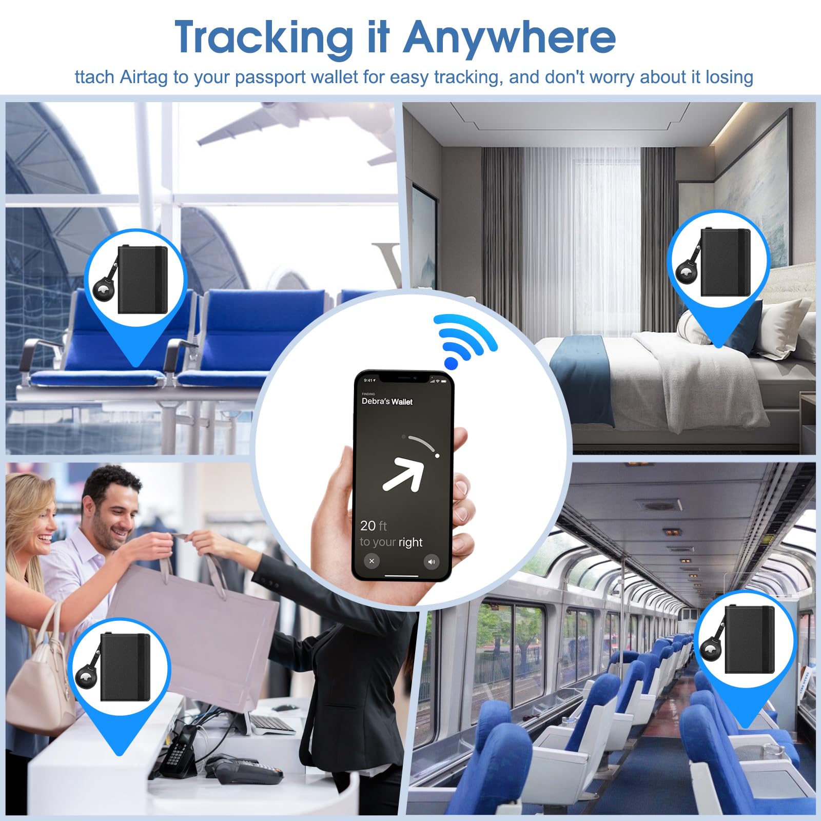 Foto 3 | Funda Para Pasaporte Fintie Con Soporte Para Airtag Y Bloqueo Rfid - Venta Internacional.