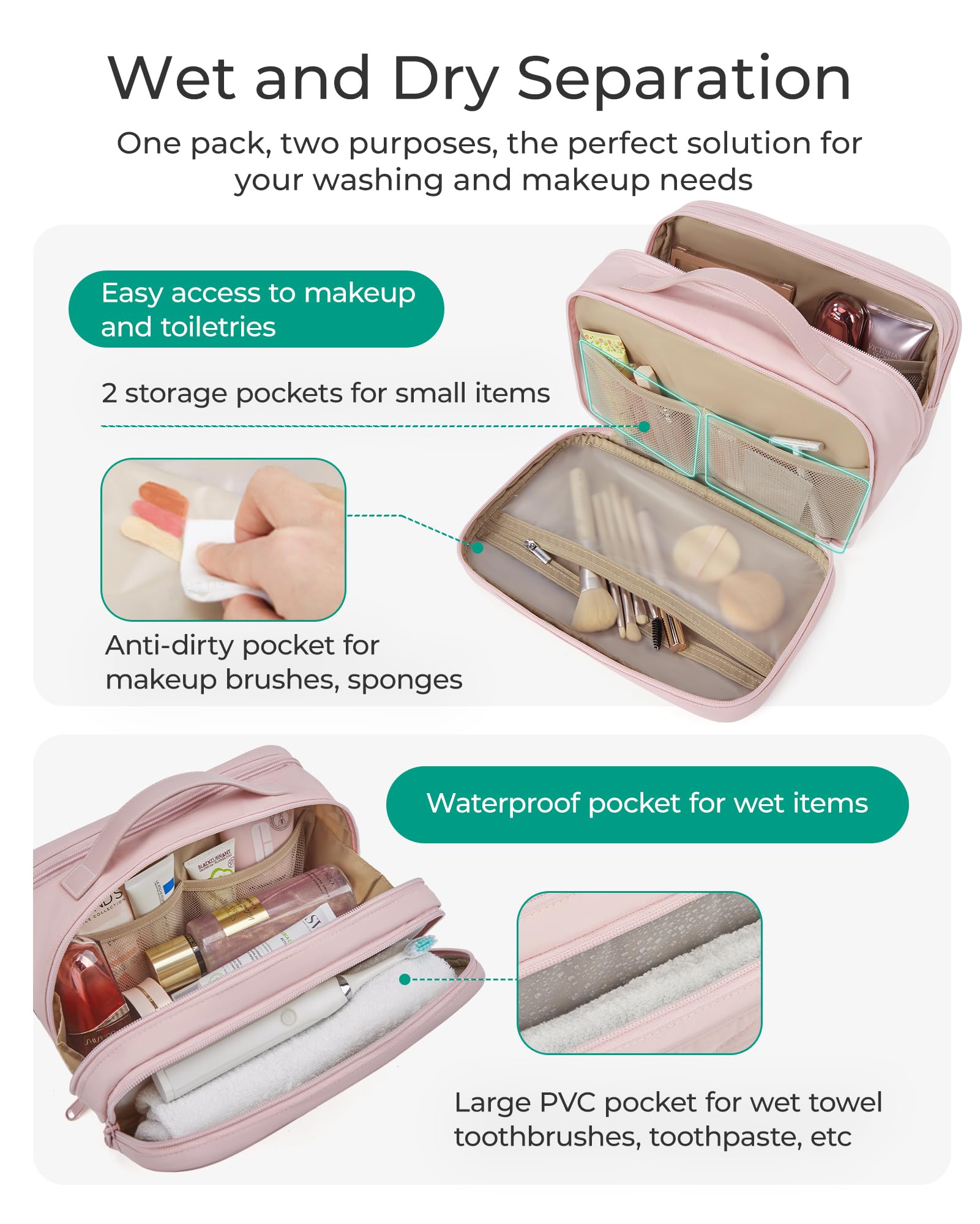 Foto 4 pulgar | Neceser de Viaje Bagsmart Rosa-Venta Internacional