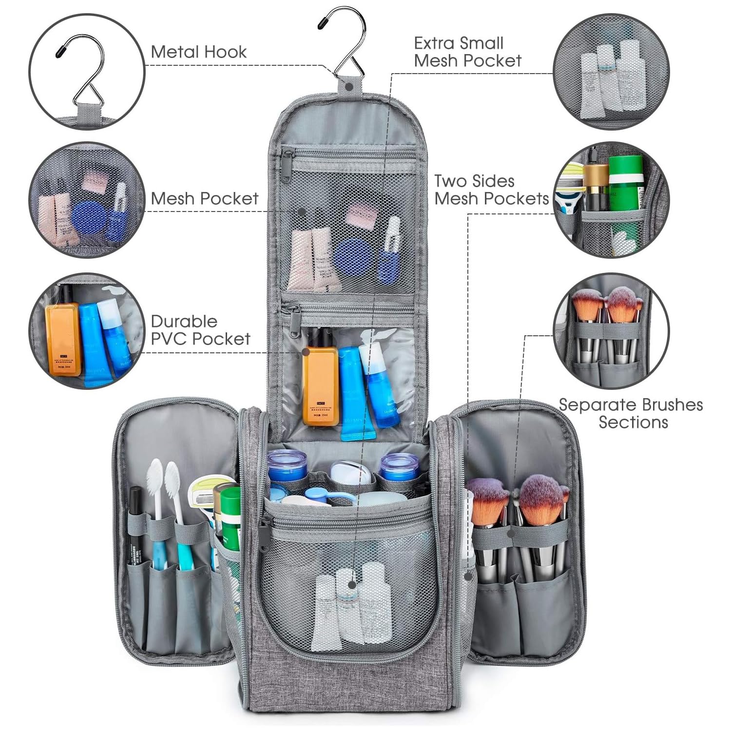 Foto 3 pulgar | Neceser de Viaje Narwey Gris-Venta Internacional