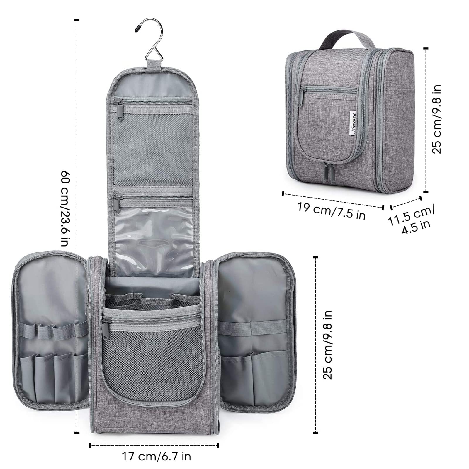 Foto 7 pulgar | Neceser de Viaje Narwey Gris-Venta Internacional