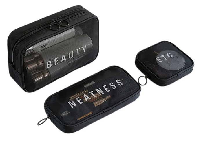 Cosmetiquera Xtellar Negra 3 Piezas