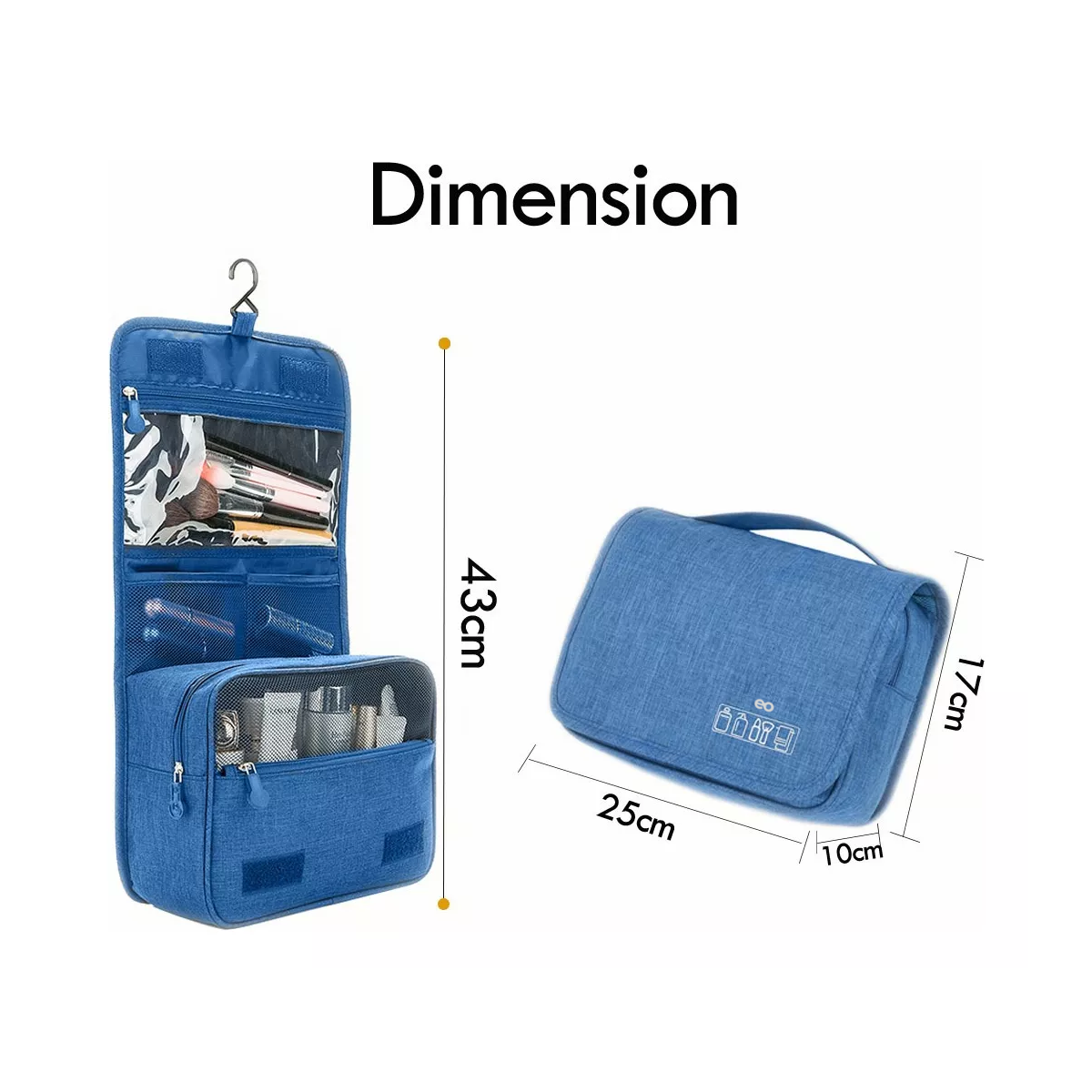 Foto 2 | Neceser De Viaje, Cosmetiquera Mujer, Bolsa Organizadora Eo Safe Imports Esi-18961 Azul