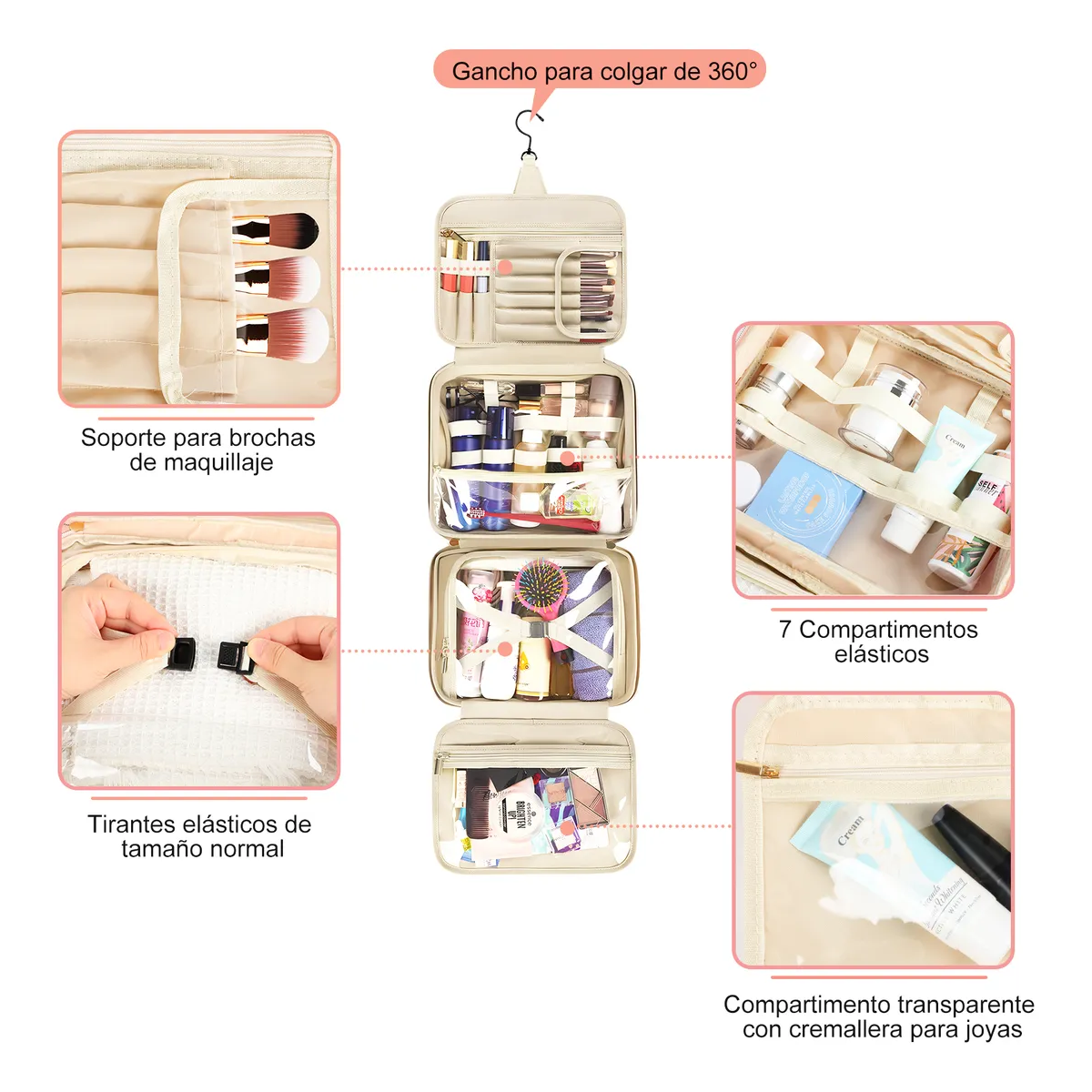 Foto 2 | Neceser Cosmetiquera Profesional Caja De Viaje Mujer 4 En 1 Eo Safe Imports Esi-18964 Color Rosa