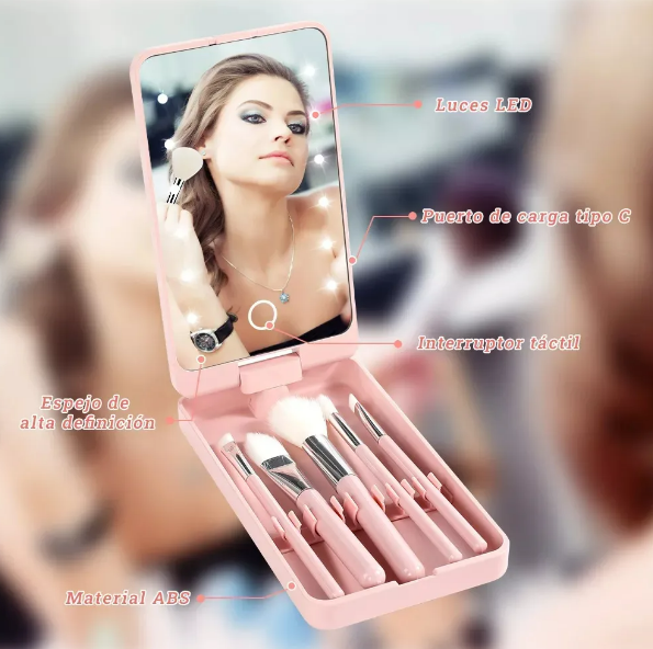 Foto 4 pulgar | Espejo Xtellar Maquillaje Led Rotación De 360°incluye Brochas