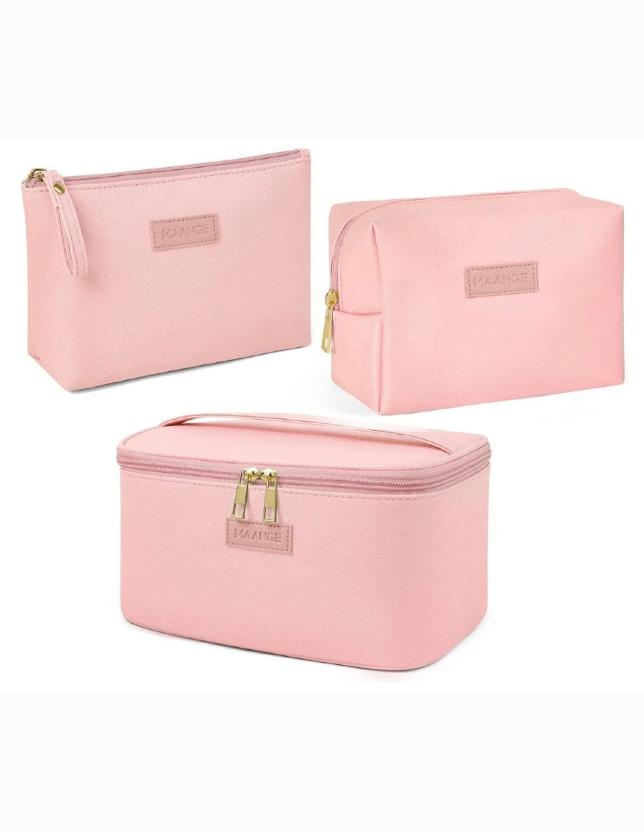 Foto 2 pulgar | 3pcs Cosmetiquera Bolsa Viaje Rosa