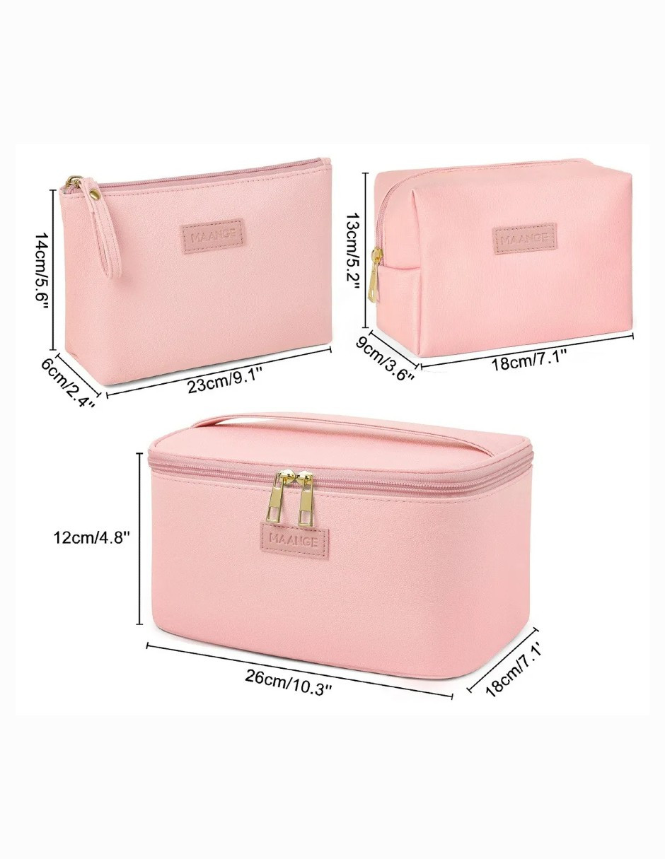 Foto 2 | 3pcs Cosmetiquera Bolsa Viaje Rosa