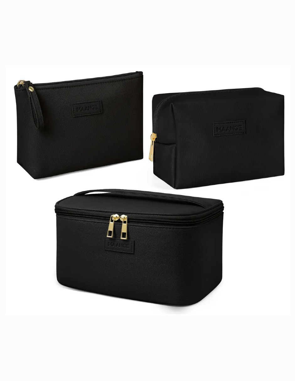 Foto 2 pulgar | 3pcs Cosmetiquera Bolsa Viaje Negro